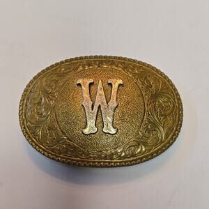 Vintage Crumrine El Arturo Bronze Western Belt Buckle M or W depending on ware